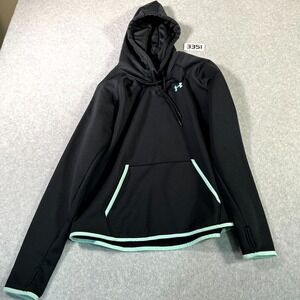 Under Armour Hoodie Womens Large Black Fleece Lined‎ Logo Raglan Sleeve Winter